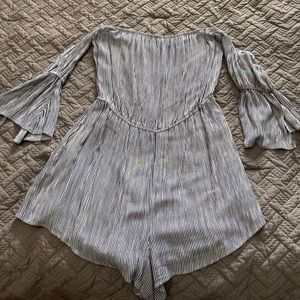 A blue and white romper